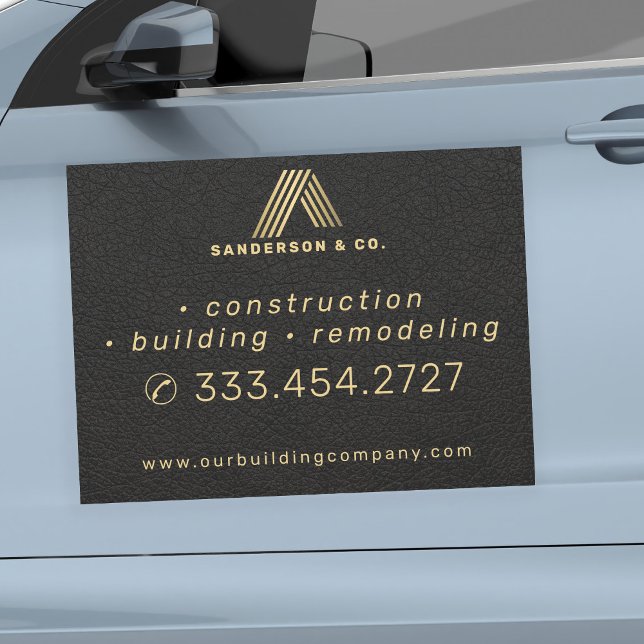 Construction company gold black advertising  car magnet (Creator Uploaded)