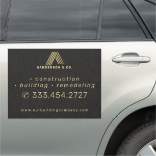Construction company gold black advertising car magnet