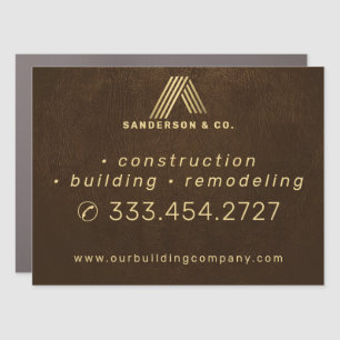 Construction company gold brown advertising car magnet