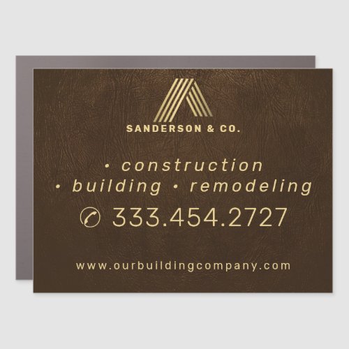 Construction company gold brown advertising  car magnet