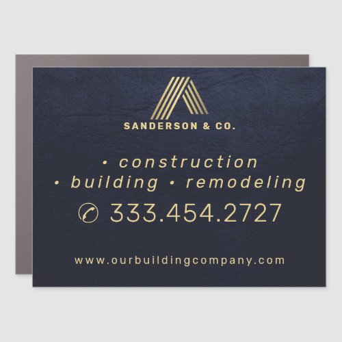 Construction company gold navy advertising  car magnet