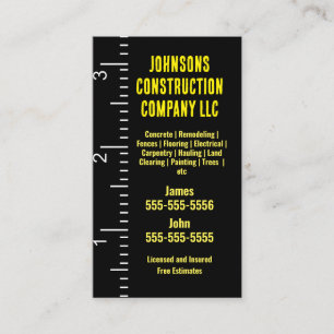 Construction Company Measuring tape Business Card