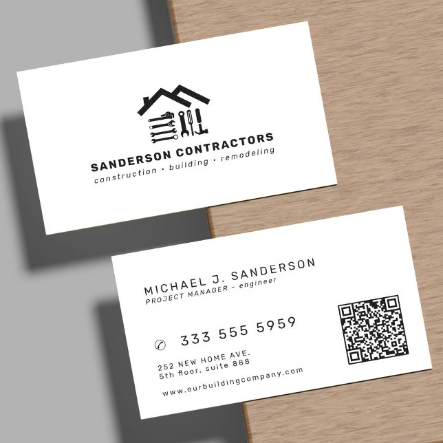 Construction company modern QR code Business Card (Creator Uploaded)