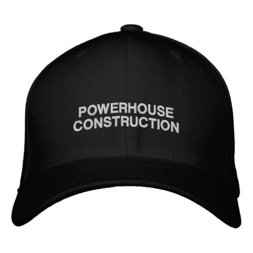 Construction Company Name Block Text Black Embroidered Baseball Cap