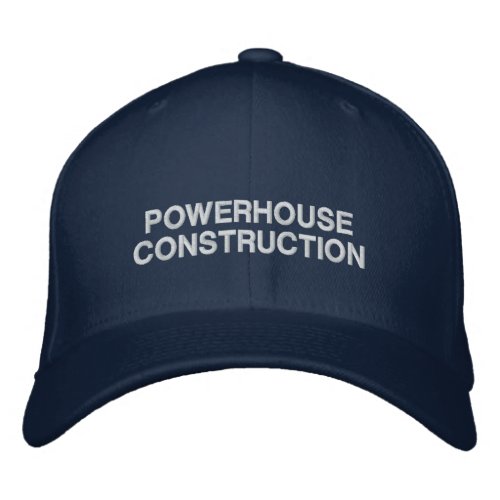 Construction Company Name Block Text Navy Embroidered Baseball Cap