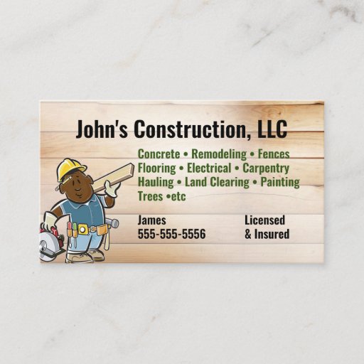 Customizable Construction Company Tool man Business Card