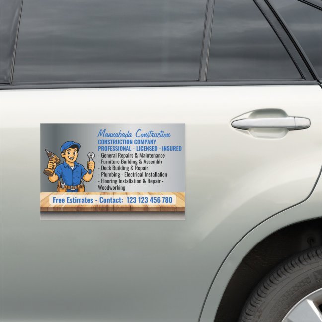 Construction Company Tool man repair Car Magnet
