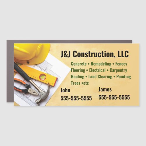 Construction Company Vehicle Magnet
