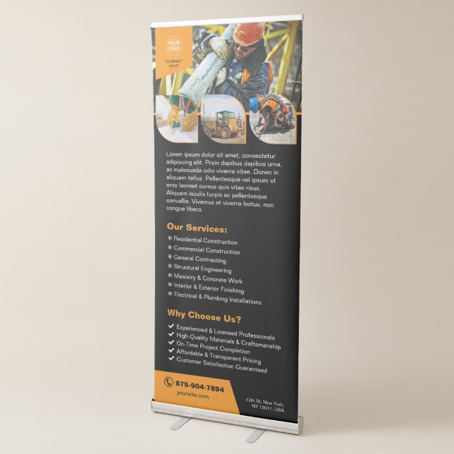 Construction Company Vertical Retractable Banner (3/4)