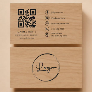 Construction Company Wood Professional QR Code Business Card