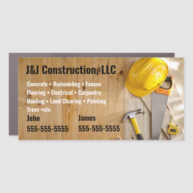 Construction Company Wood Truck Magnet (Front)