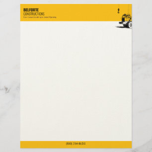 Construction Company Yellow & Black Crane Letterhead