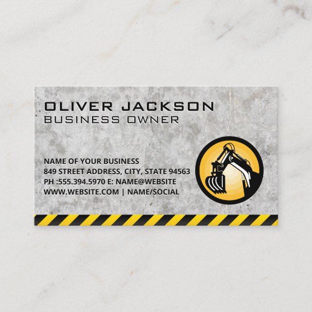 Construction | Concrete  | Earth Dozer | Builder Business Card (Front)