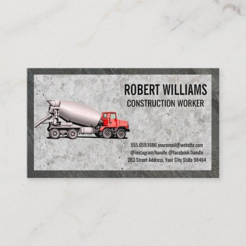 Construction  Concrete Mixing Truck Illustration Appointment Card