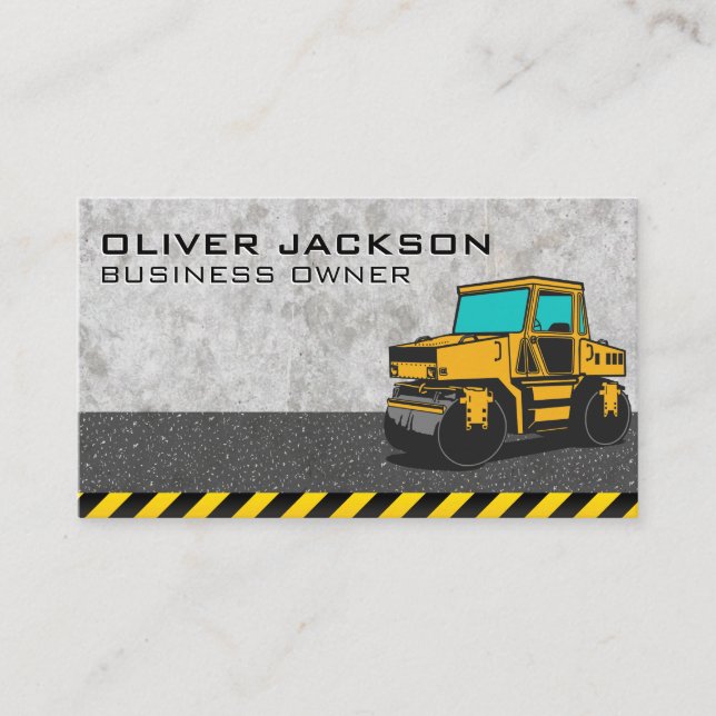 Construction | Concrete  | Road Roller Business Card (Front)