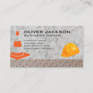 Construction Cone and Hard Hat Steel Concrete Business Card