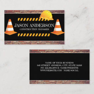 Construction Cones   Hardhat   Brickwall Business Card