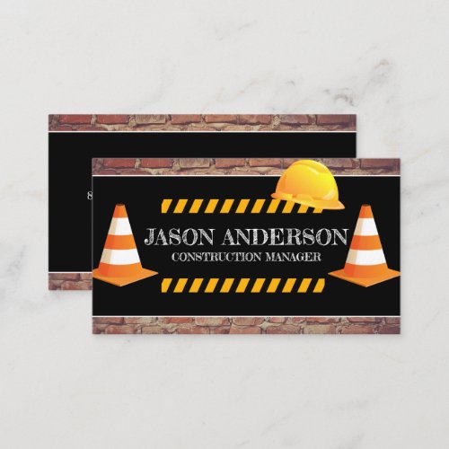 Construction Cones  Hardhat  Brickwall Business Card