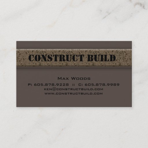 Customizable Construction Contractor Business Card Granite
