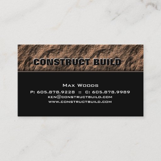 Customizable Construction Contractor Business Card Rock Beige