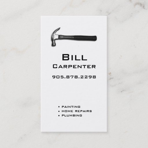 Customizable Construction Contractor Business Card White hammer