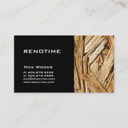 Construction Contractor Business Card Wood Black