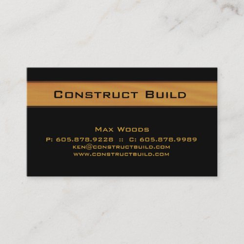 Construction Contractor Business Card Wood Grain 2