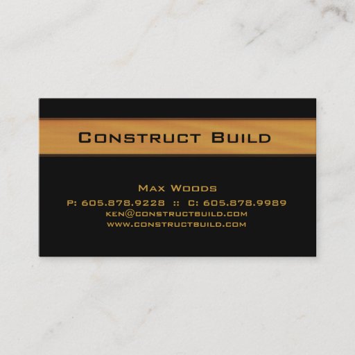Customizable Construction Contractor Business Card Wood Grain 2