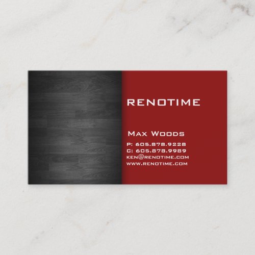 Construction Contractor Business Card Wood Red