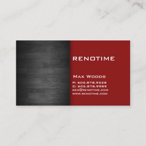 Customizable Construction Contractor Business Card Wood Red