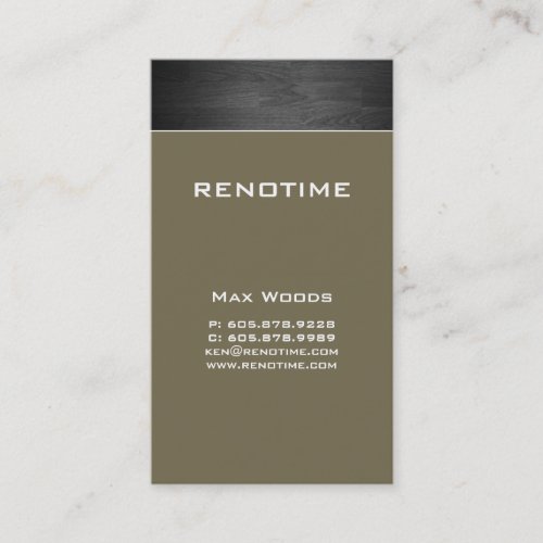Construction Contractor Business Card Wood Tan
