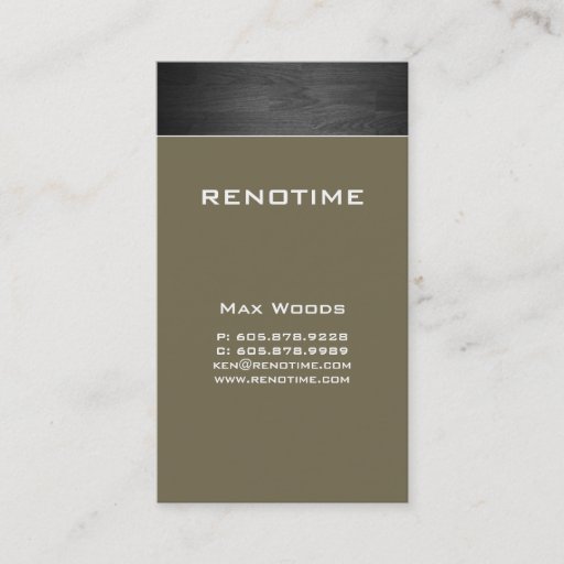 Customizable Construction Contractor Business Card Wood Tan