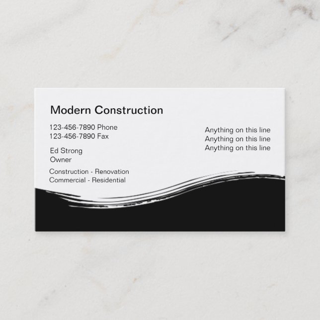 Construction Contractor Business Cards Unique (Front)