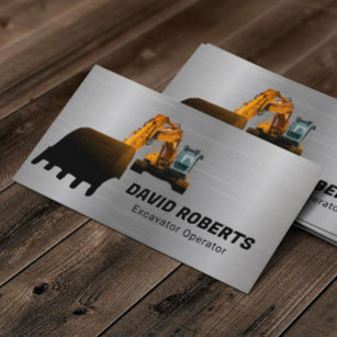 Construction Contractor Excavator Operator Metal Business Card