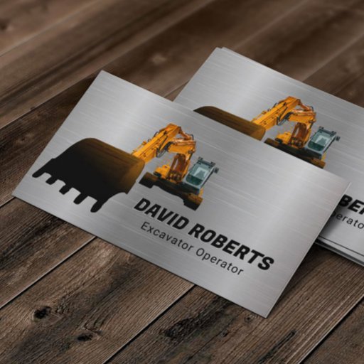 Customizable Construction Contractor Excavator Operator Metal Business Card