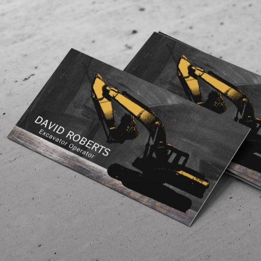 Customizable Construction Contractor Excavator Plant Operator  Business Card