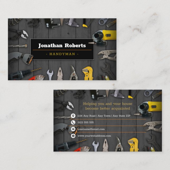 Construction | Contractor | Handy Man Business Card (Front/Back)