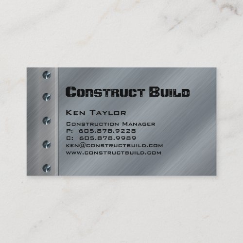 Construction Contractor Metal Business Card