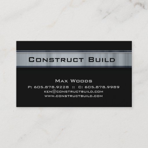 Customizable Construction Contractor Metal Business Card 11