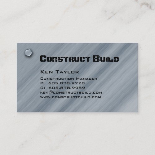 Construction Contractor Metal Business Card 2
