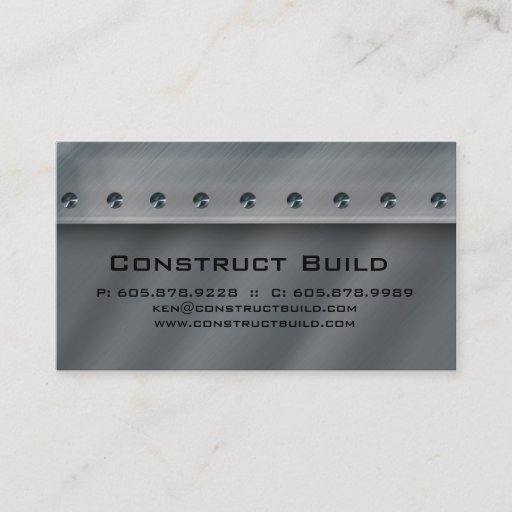 Customizable Construction Contractor Metal Business Card 3