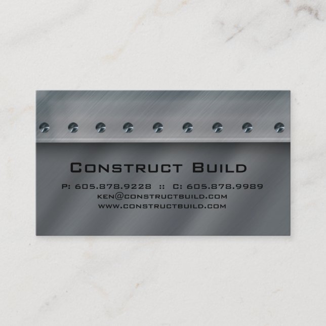 Construction Contractor Metal Business Card 3 (Front)