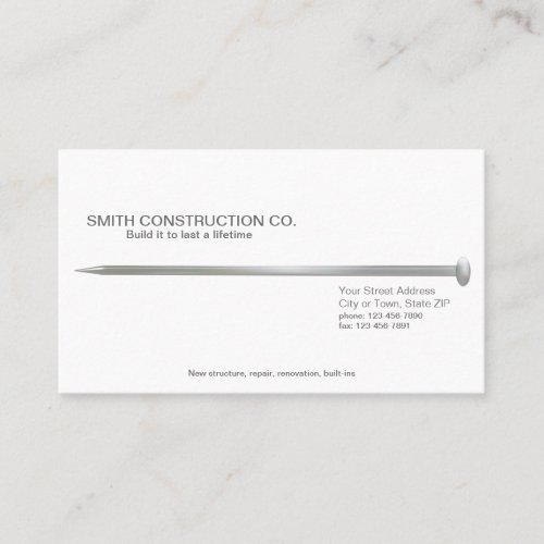 Construction Contractor Nails It Business Card