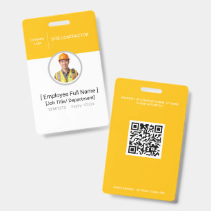 Construction Contractor Photo ID Badge Site Safety