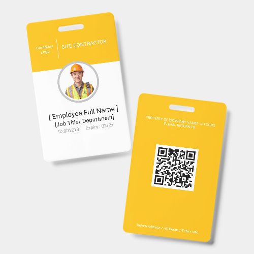 Construction Contractor Photo ID Badge Site Safety