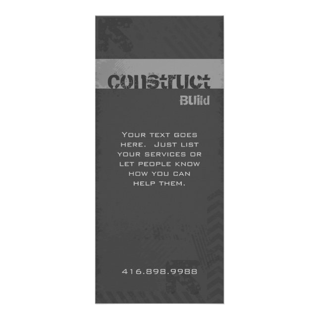 Construction Contractor Rack Card Grunge Gray (Front)