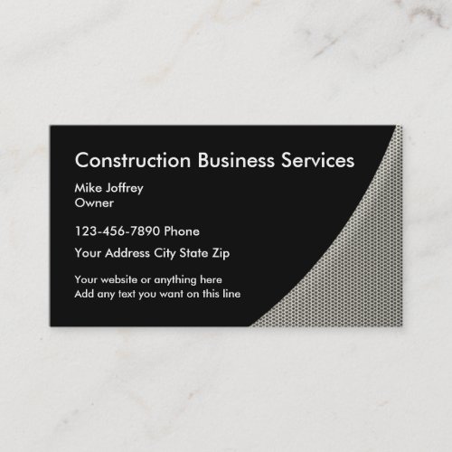 Construction Contractor Services Business Card