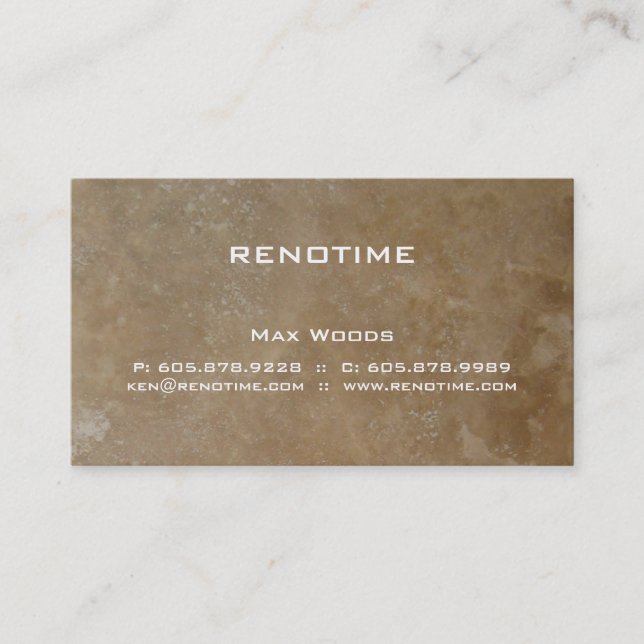 Construction Contractor Stone Business Card (Front)