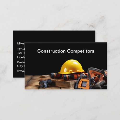 Construction Contractors Modern Business Cards
