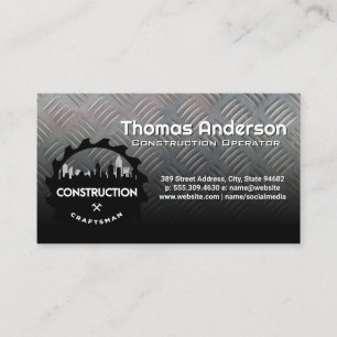 Construction Craftsman Logo Steel Plate Business Card